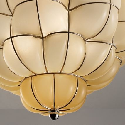 SIRU - Stropna svetilka POUFF 3xE27/60W/230V sijajni krom/bež beneško steklo