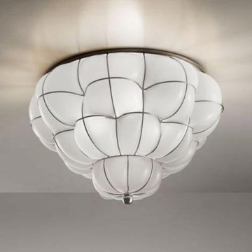 SIRU - Stropna svetilka POUFF 3xE27/60W/230V sijajni krom/bela beneško steklo