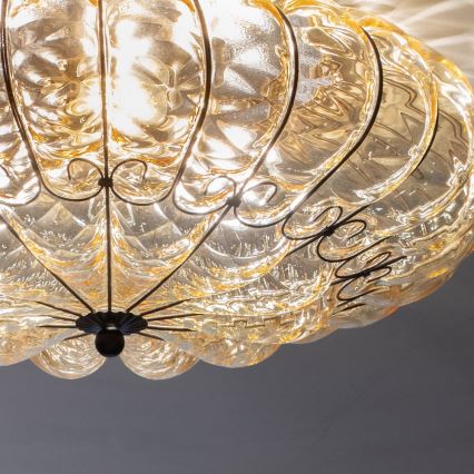 SIRU - Stropna svetilka SOLE 3xE14/40W/230V pr. 31 cm bež/mat krom beneško steklo