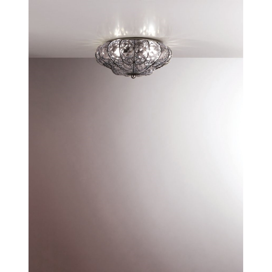 SIRU - Stropna svetilka SOLE 3xE14/40W/230V pr. 31 cm prozorna/mat krom beneško steklo