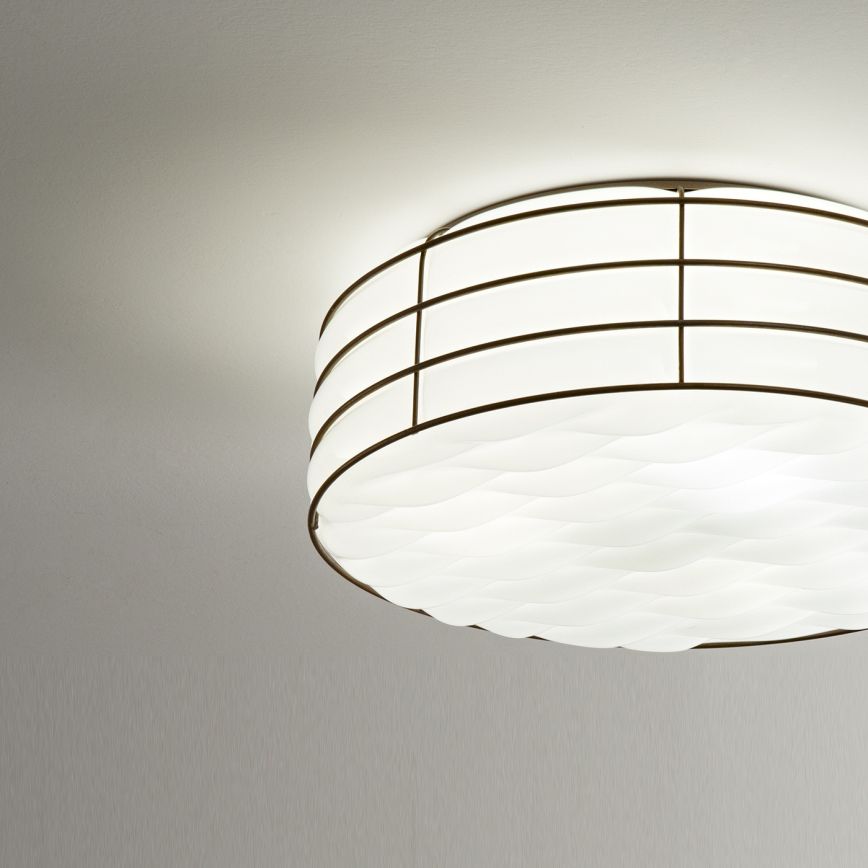 SIRU - Stropna svetilka TAMIS 3xE14/40W/230V črna/bela Venetian steklo