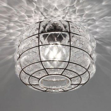 SIRU - Stropna svetilka TERRA 1xE27/60W/230V črna/prozorna Venetian steklo