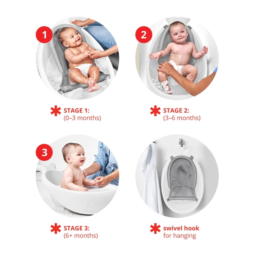 Skip Hop - Otroška kad z ergonomsko podlogo MOBY 3 bela