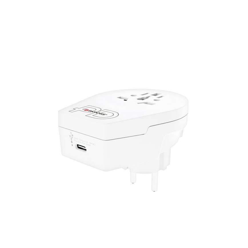 Potovalni adapter Europe USB C20PD za tujce na Češkem, USB-C 20W, tip E/F