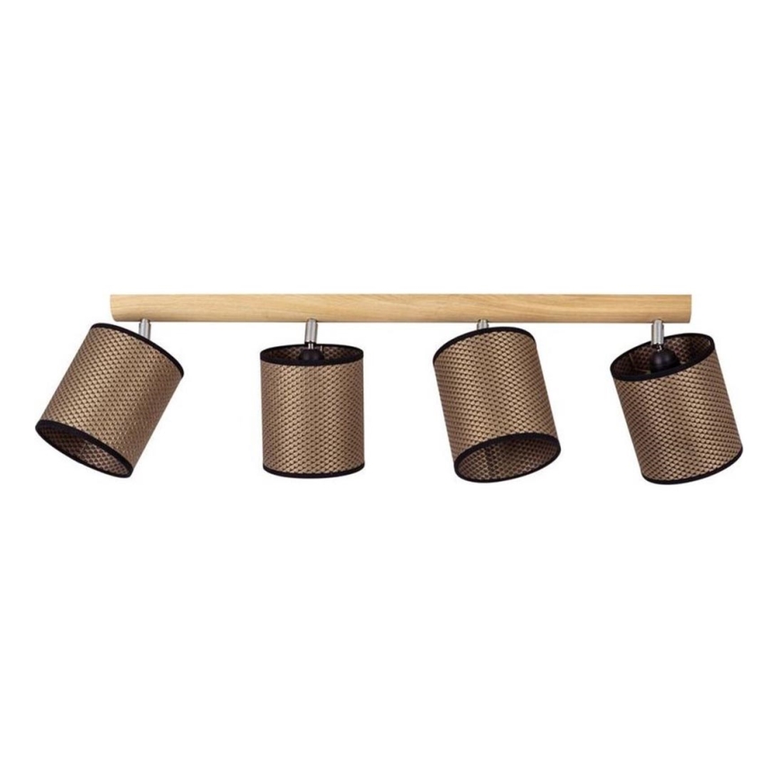 Smerna stropna svetilka BENITA 4xE27/25W/230V rjava/hrast