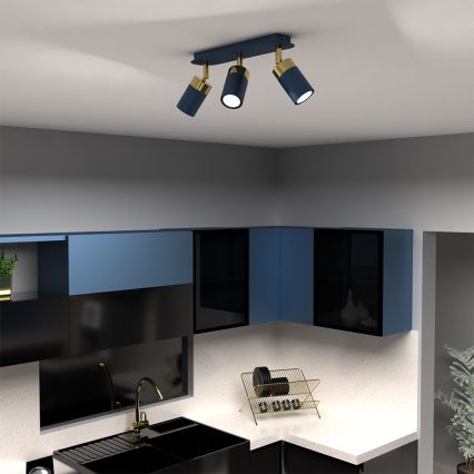 Smerna stropna svetilka JOKER 3xGU10/25W/230V modra/zlata