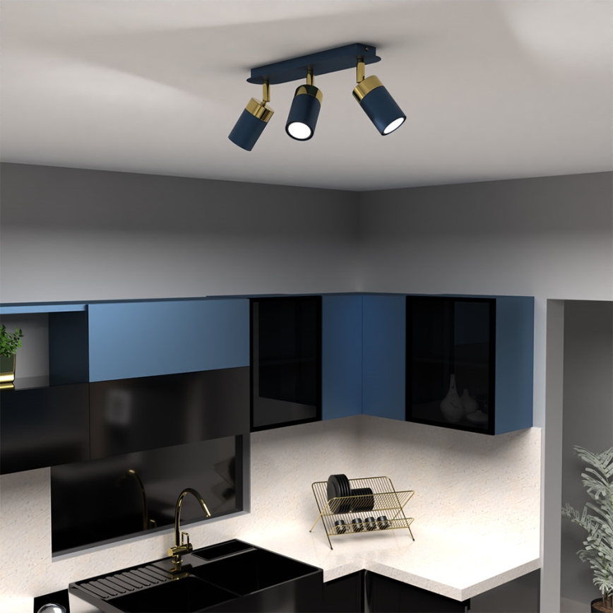 Smerna stropna svetilka JOKER 3xGU10/25W/230V modra/zlata
