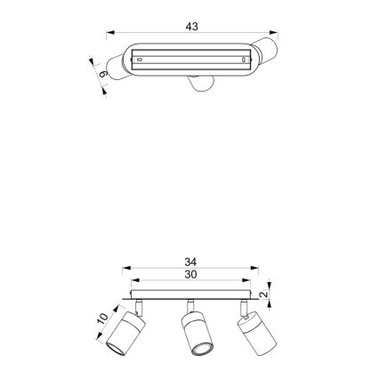 Smerna stropna svetilka JOKER 3xGU10/25W/230V modra/zlata