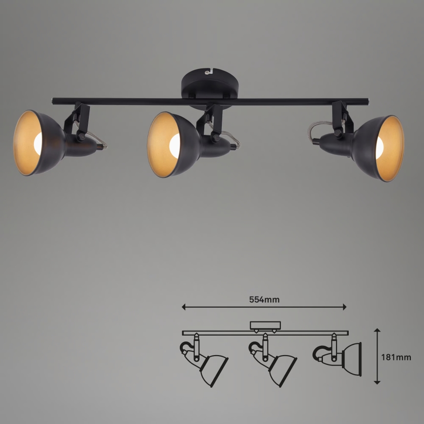 Smerna svetilka 3xE14/40W/230V črna
