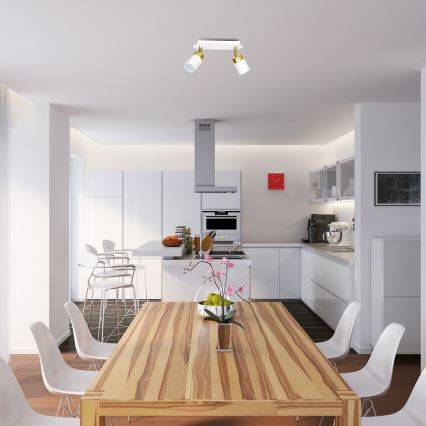 Smerna svetilka JOKER 2xGU10/25W/230V bela/zlata