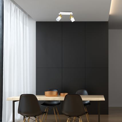 Smerna svetilka JOKER 2xGU10/25W/230V bela/zlata