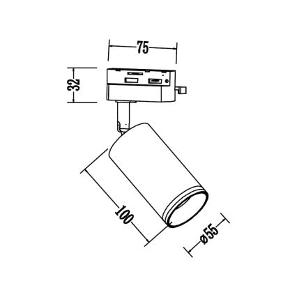 Smerna svetilka za 1-fazni tirni sistem PIPE 1xGU10/10W/230V bela
