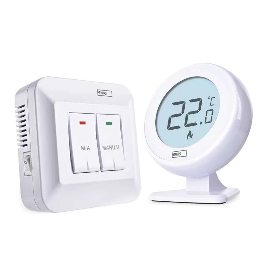 Sobni ročni brezžični termostat 230V/16A 2xAA bel