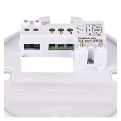 Sobni ročni termostat 230V/6A 2xAA bel