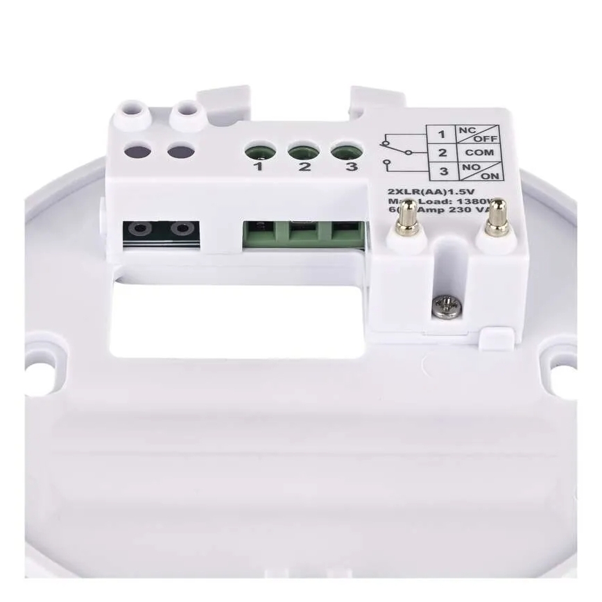 Sobni ročni termostat 230V/6A 2xAA bel