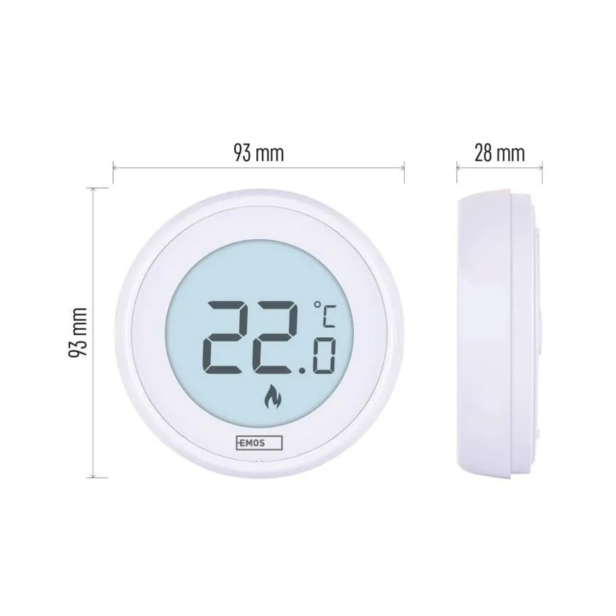 Sobni ročni termostat 230V/6A 2xAA bel