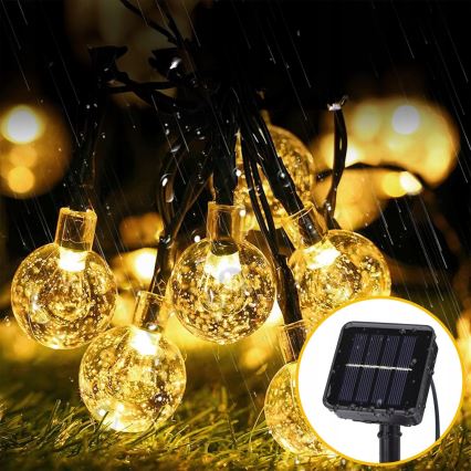 Solarni dekorativni LED niz, 30 LED, 8 funkcij, 500 mAh, 6,5 m, IP67, topla bela