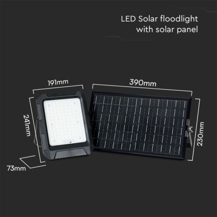 LED solarni reflektor LED/15W/3,7V IP65 4000K 12000 mAh črna + daljinski upravljalnik