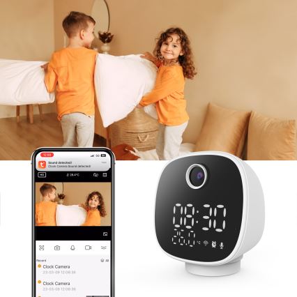 Pametna kamera z budilko, termometrom in LED lučko 1296p 3Mpx 5V Wi-Fi Tuya IP65