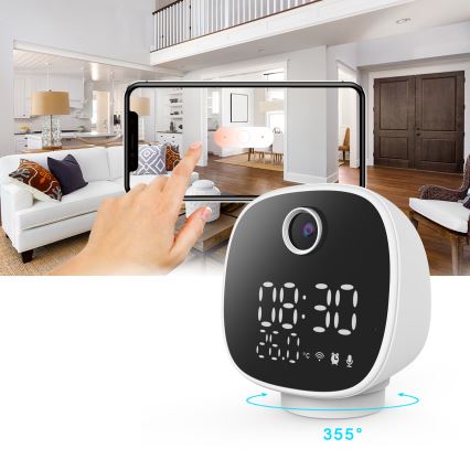 Pametna kamera z budilko, termometrom in LED lučko 1296p 3Mpx 5V Wi-Fi Tuya IP65