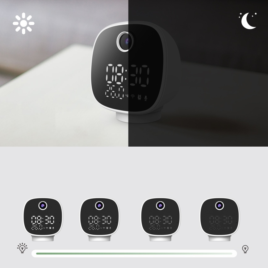 Pametna kamera z budilko, termometrom in LED lučko 1296p 3Mpx 5V Wi-Fi Tuya IP65