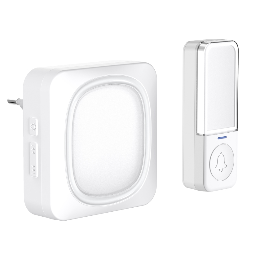 Brezžični zvonec z LED osvetlitvijo 230V IP56 bela