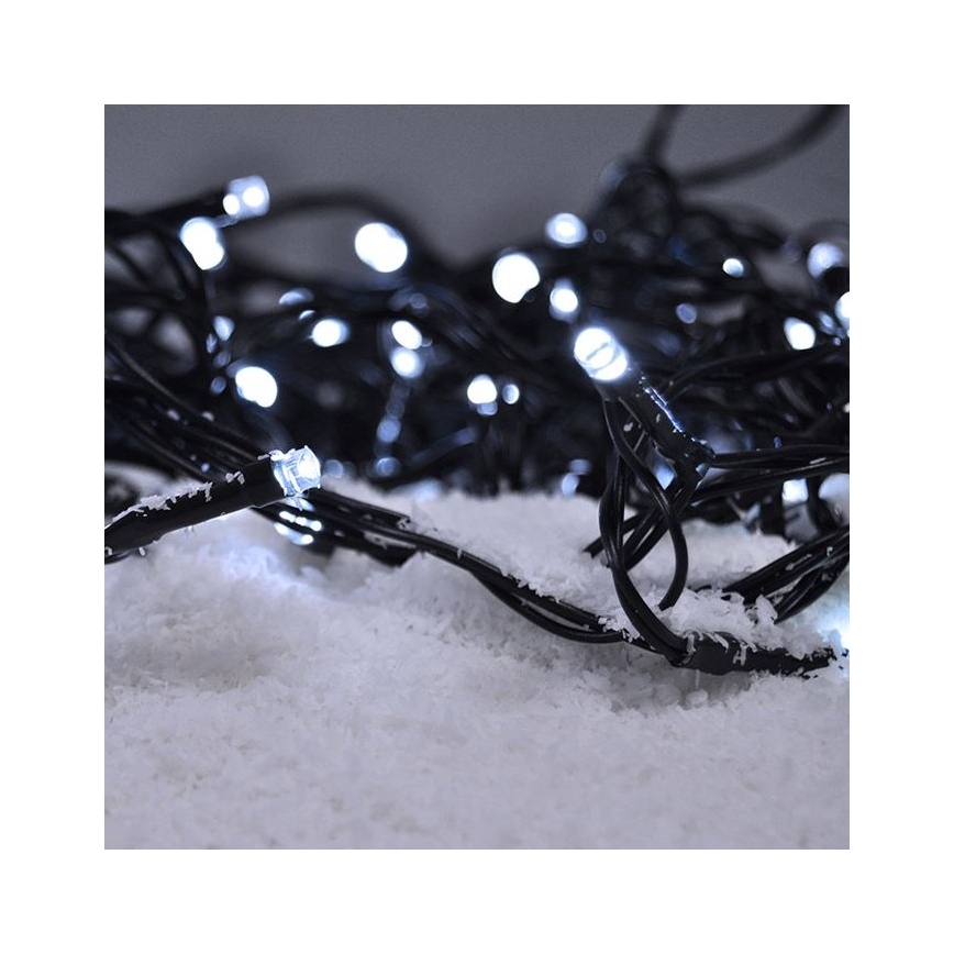 LED Zunanja božična veriga 100xLED/8 funkcij 13m IP44 hladna bela