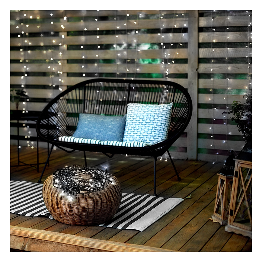 LED zunanji niz 100× LED / 8 funkcij, 13 m, IP44, hladna bela