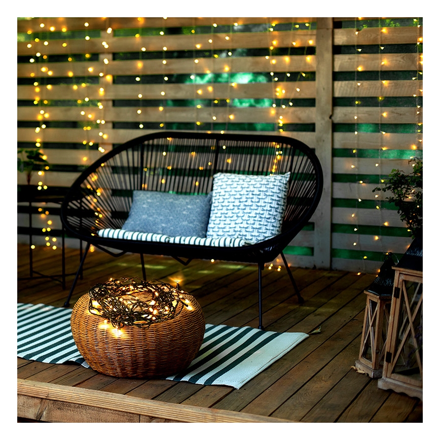 LED zunanji niz, 50 x LED, 8 funkcij, 8 m, IP44, topla bela