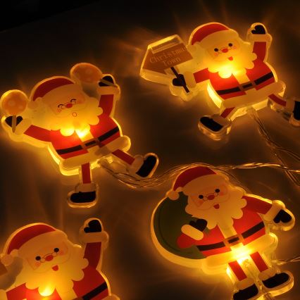 LED božični niz s priseskami 6xLED/2xAA 1,2m topla bela santa