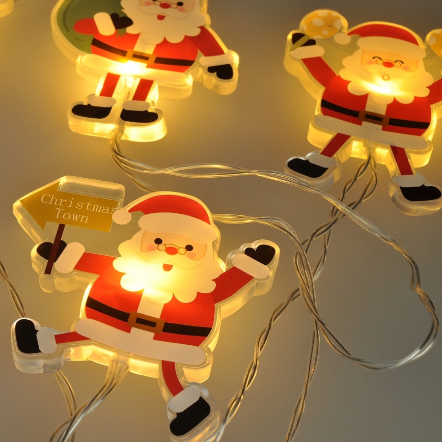 LED božični niz s priseskami 6xLED/2xAA 1,2m topla bela santa