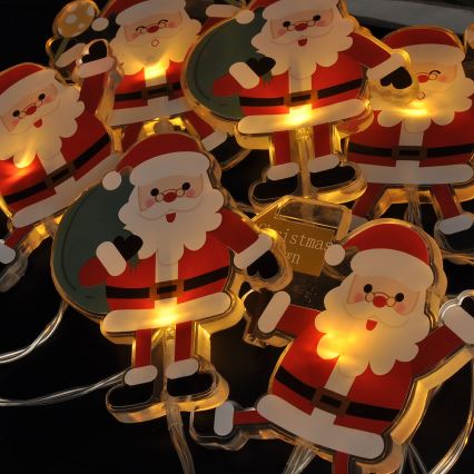 LED božični niz s priseskami 6xLED/2xAA 1,2m topla bela santa