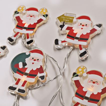 LED božični niz s priseskami 6xLED/2xAA 1,2m topla bela santa