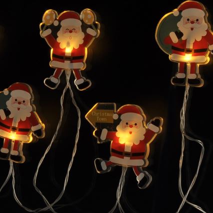 LED božični niz s priseskami 6xLED/2xAA 1,2m topla bela santa