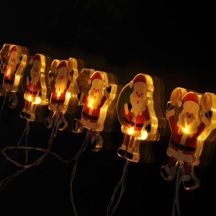 LED božični niz s priseskami 6xLED/2xAA 1,2m topla bela santa