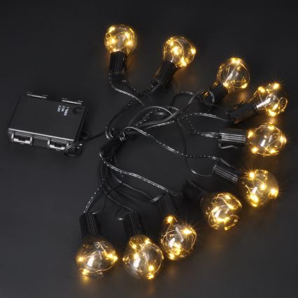 LED zunanji dekorativni niz GIRLANDA 10xLED/3xAA 3m IP44 topla bela