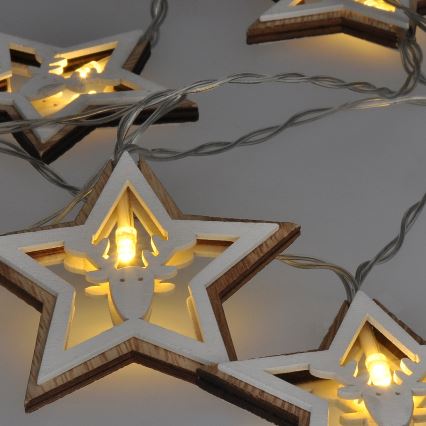 LED Božična veriga 10xLED/2xAA 1,8m topla bela