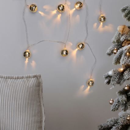LED Božična veriga 10xLED/2xAA/topla bela 1,8m jingle bells