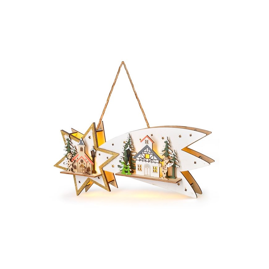 LED božična dekoracija 10xLED/2xAA komet