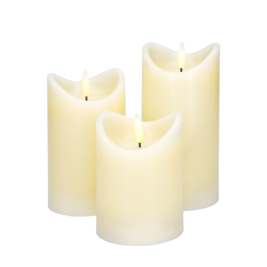 SET 3x LED Sveča iz naravnega voska LED/3xAAA/toplo bela