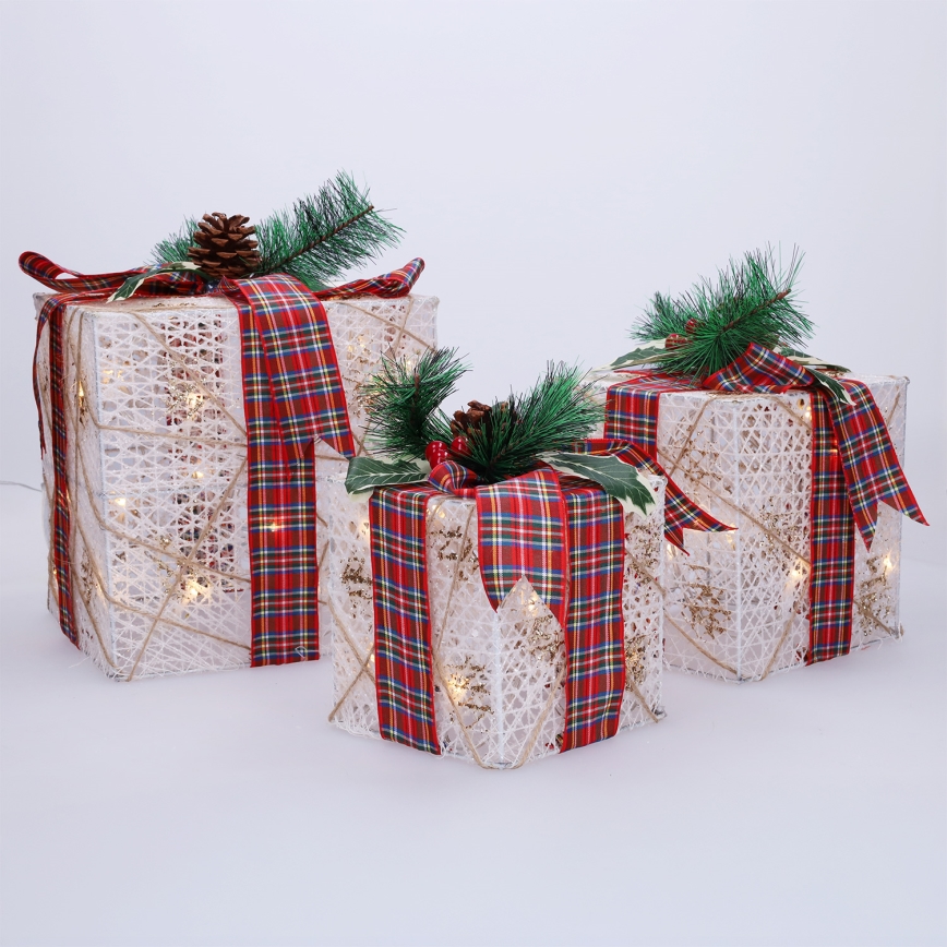 Komplet 3x LED božična darila 48xLED/3,6W/230V IP44 topla bela