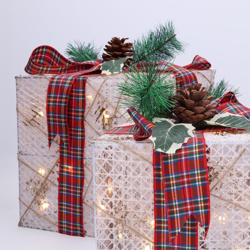 Komplet 3x LED božična darila 48xLED/3,6W/230V IP44 topla bela