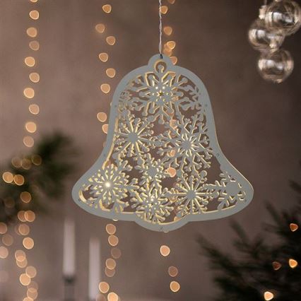 LED božični zvonček 9xLED/2xAA topla bela