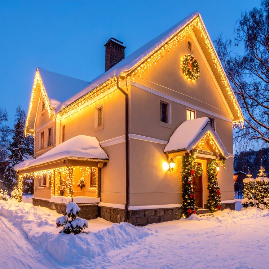 LED Zunanja božična zavesa 360xLED/8 funkcij 15m IP44 topla bela
