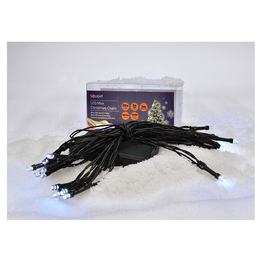 LED Božična veriga 20xLED/3xAA 3,3m hladna bela
