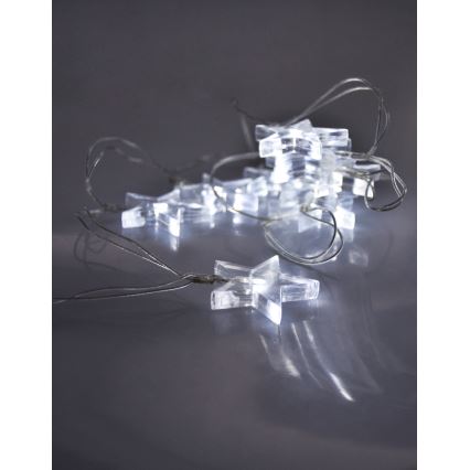 LED Božična veriga 2,5 m 10xLED/2xAA zvezdice bela luč