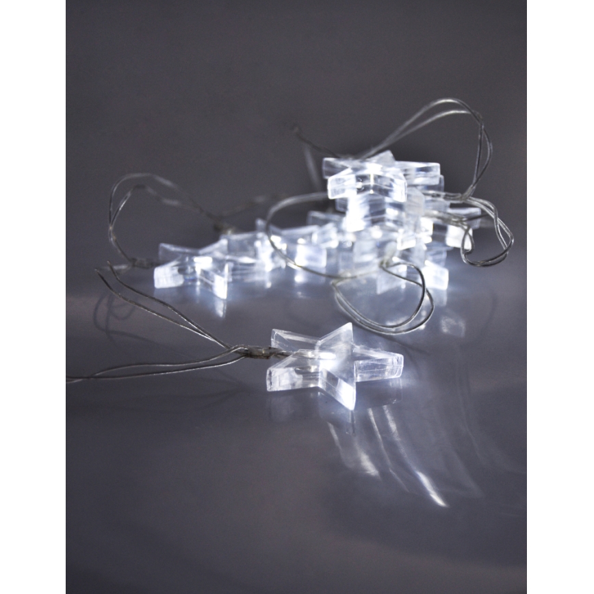 LED Božična veriga 2,5 m 10xLED/2xAA zvezdice bela luč
