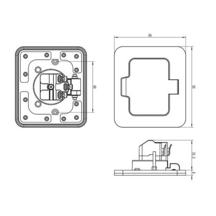 Solight 5B322B - Zunanja vgradna talna vtičnica IP55 črna kvadratna