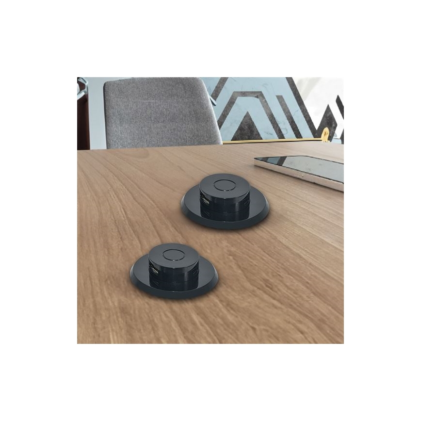 Vgradni USB polnilec USB A+C črna