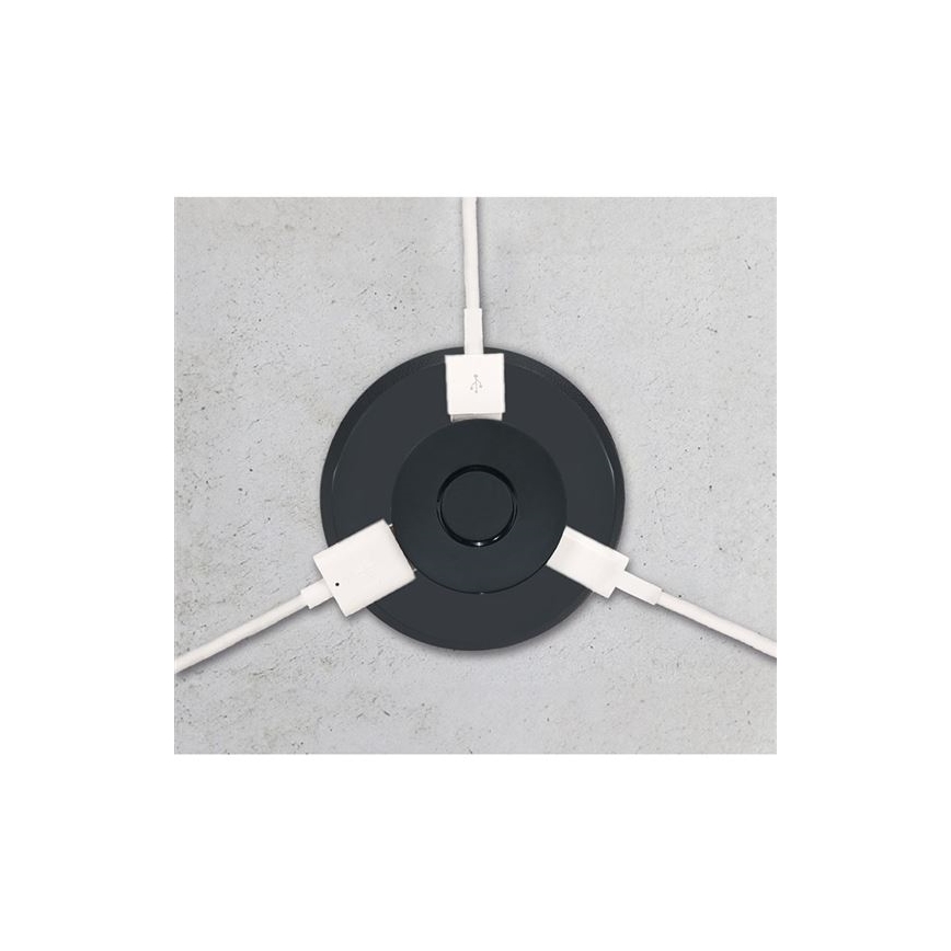 Vgradni USB polnilec USB A+C črna